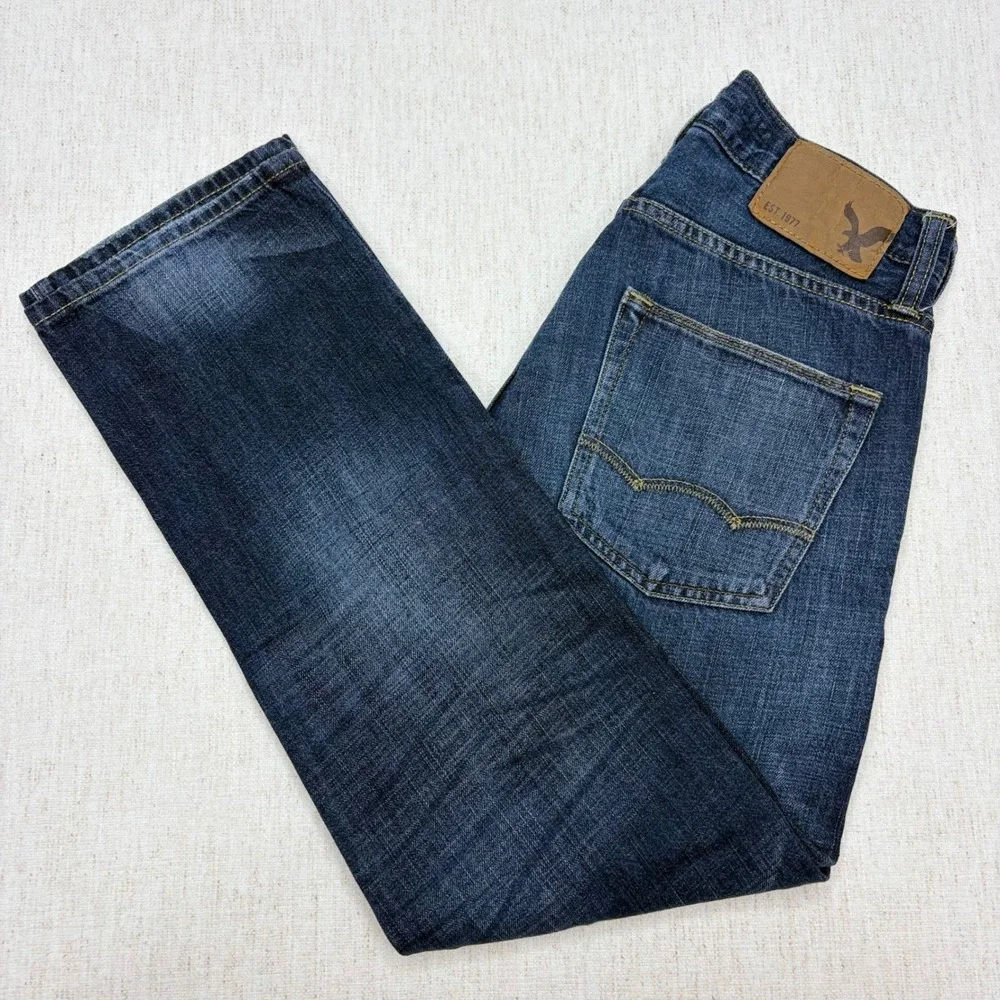 American Eagle Slim Straight Dark Wash Jeans Mens 26x28 100% Cotton Made In 2013